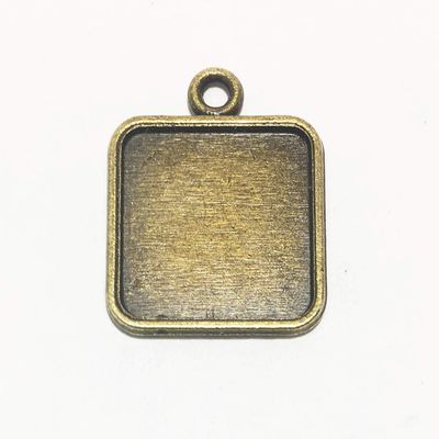 10 pcs Antique Brass Square Cabochon Setting for 15mm Cabochon , Alloy cabochon Setting 22x18mm