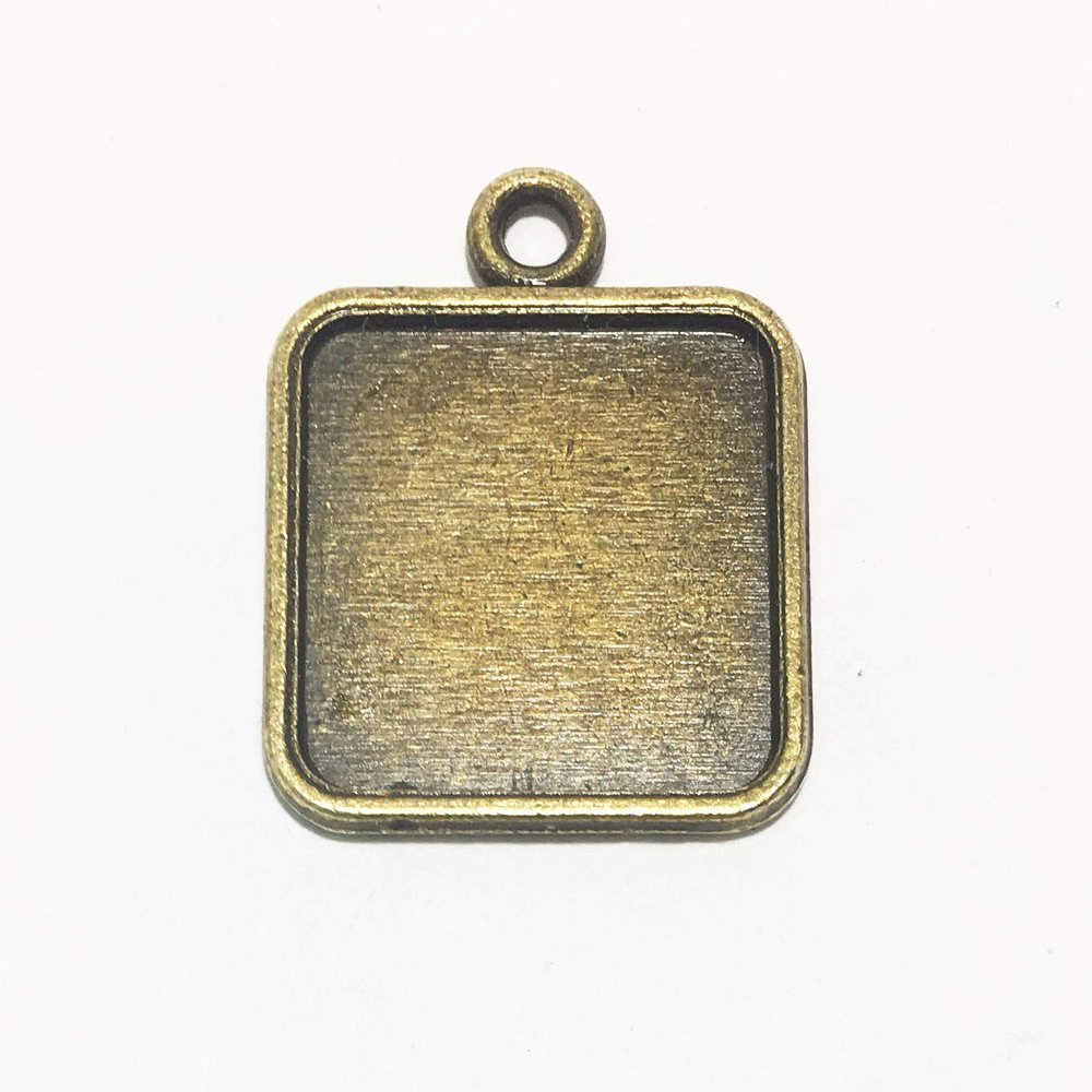 10 pcs Antique Brass Square Cabochon Setting for 15mm Cabochon , Alloy cabochon Setting 22x18mm