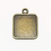 10 pcs Antique Brass Square Cabochon Setting for 15mm Cabochon , Alloy cabochon Setting 22x18mm view 1