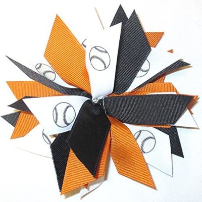 Softball Pom, Made in the USA, White Pony Band, many colors (Longhorn Orange/Black)