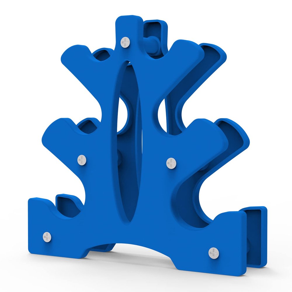 portzon Dumbbell Rack - Hand Weight Set Tree - Designed to Hold Neoprene Dumbbells - One Pair Each (3lb, 5lb, 8lb) (Weights Not Included),Blue