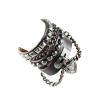 2Pcs Punk Layered Spike Rivet PU Leather Bangle Bracelet Set Gothic Adjustable Heart-shaped Studded Wristband Cuff for Men Women Handmade Halloween Cosplay Jewelry-C red view 1