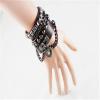 2Pcs Punk Layered Spike Rivet PU Leather Bangle Bracelet Set Gothic Adjustable Heart-shaped Studded Wristband Cuff for Men Women Handmade Halloween Cosplay Jewelry-C red view 3