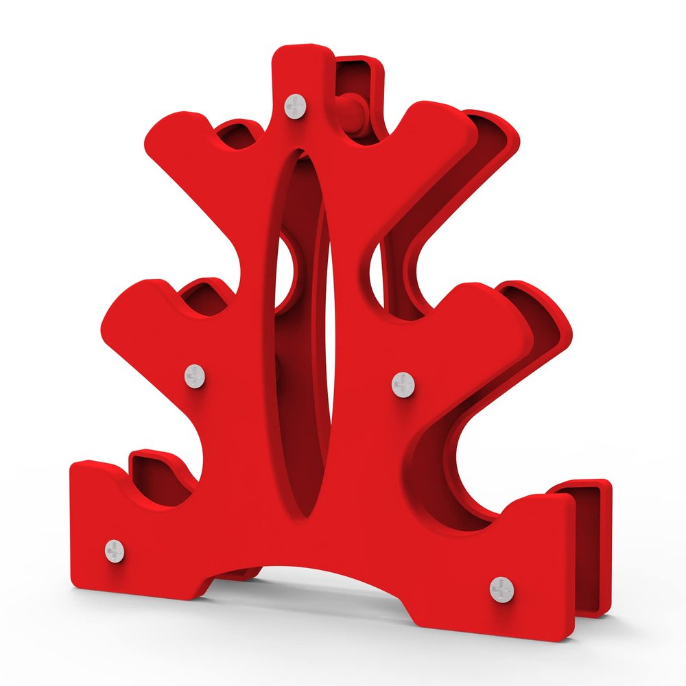 Portzon Dumbbell Rack - Hand Weight Set Tree - Designed to Hold Neoprene Dumbbells - One Pair Each (3lb, 5lb, 8lb) (Weights Not Included),Red