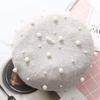 2 Pairs French Wool Beret Soft Rabbit Fur Beanie Hat Knitted Hat Lightweight Casual Classic Solid Color Pearl Beret, Black & Grey view 3