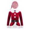 Moily Kids Girls Miss Santa Christmas 2 Pcs Dancewear Velvet Long Sleeve Top Shirts Coat with Candy Striped Hat Red 8 Years view 1