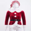 Moily Kids Girls Miss Santa Christmas 2 Pcs Dancewear Velvet Long Sleeve Top Shirts Coat with Candy Striped Hat Red 8 Years view 3