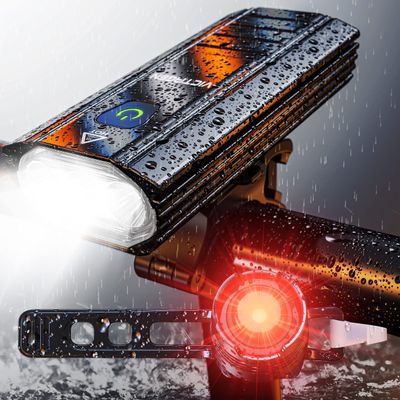 Victagen Lights for Bike 5000 Lumens 3LED, Super Bright Bike Light Kit, USB Rechargeable 6 Modes, for Adult MTB ebike Lights