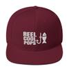 CreativeTees4You Reel Cool Pops Fishing Fisherman Fish Flatbrim Flat Brim Snapback Hat Cap Maroon view 1