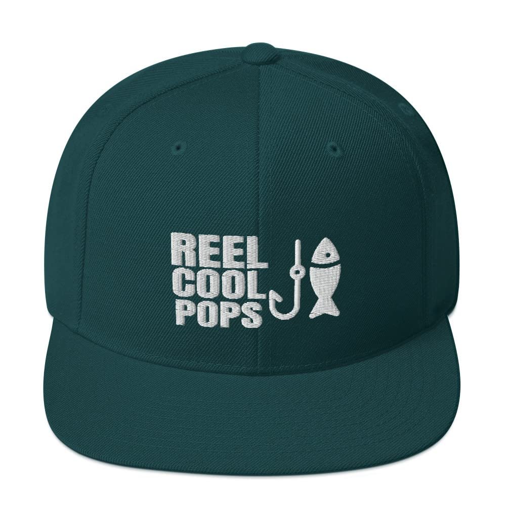 CreativeTees4You Reel Cool Pops Fishing Fisherman Fish Flatbrim Flat Brim Snapback Hat Cap