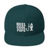 CreativeTees4You Reel Cool Pops Fishing Fisherman Fish Flatbrim Flat Brim Snapback Hat Cap view 1