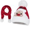 Christmas Hat and Scarf Set for Kids Toddler Winter Pom Pom Hat Neck Warmer Boys Girls view 1