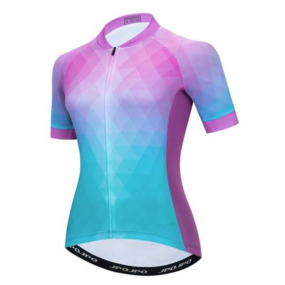 Teleyi Womens Cycling Jersey Short Sleeve Road Bike Shirt Bicycle Biking Tops 3 Rear Pockets