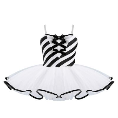 easyforever Girls Christmas Costume Sleeveless Sequins Striped Ice Skating Roller Skating Baton Twirling Leotard Dress Black g 8 Years