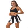 YONGHS Women Cheer Leader Costume Uniform Cheerleading Adult Dress Outfit Bra Top with Mini Skirt Black Small view 2