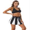 YONGHS Women Cheer Leader Costume Uniform Cheerleading Adult Dress Outfit Bra Top with Mini Skirt Black Small view 3