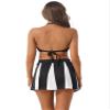 YONGHS Women Cheer Leader Costume Uniform Cheerleading Adult Dress Outfit Bra Top with Mini Skirt Black Small view 4