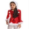 Hansber Girls Christmas Outfits Long Sleeve Faux Fur Trimming Velvet Figure Roller Skating Baton Twirling Dress Red-Shiny 10 view 4