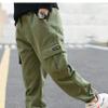 easyforever Kids Boy's Cargo Pants Elastic Waist Cotton Jogger Pull-on Cargo Trousers Cuffed Dungarees Bottoms Army_Green -1 12 Years view 3