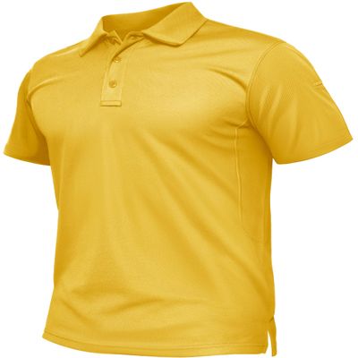 TACVASEN Mens Polo Shirts Short Sleeve Dry Fit Collared Shirt Performance Pique Polos Moisture Wicking for Tactical Athletic Golf Yellow M