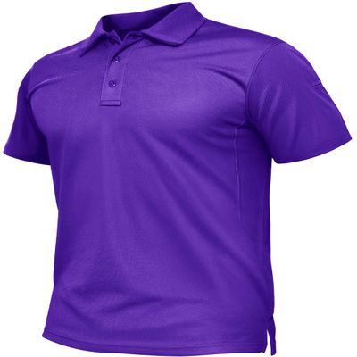 TACVASEN Mens Polo Shirts Short Sleeve Dry Fit Collared Shirt Performance Pique Polos Moisture Wicking for Tactical Athletic Golf Purple XXL