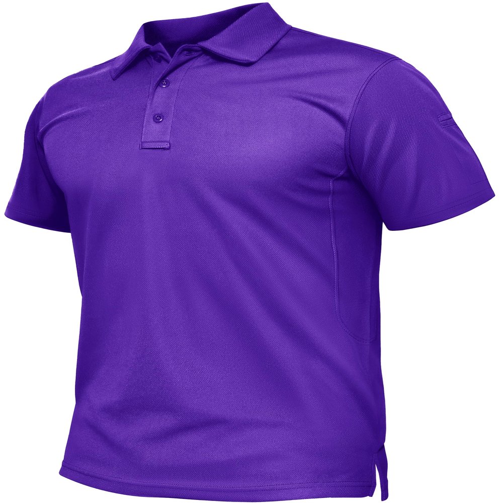 TACVASEN Mens Polo Shirts Short Sleeve Dry Fit Collared Shirt Performance Pique Polos Moisture Wicking for Tactical Athletic Golf Purple XXL