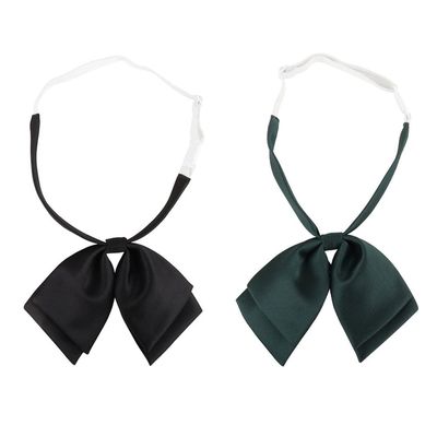 Mantieqingway Adjustable Pre-Tied Bow Tie for Women Girls Blouse Neck ties for Uniform Shirt Bowknot Neckwear (Black+Dark Green)