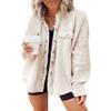 ebossy Womens Long Batwing Sleeve Splicing Cardigan Lightweight Waffle Textured Boyfriend Shirt Jacket Shacket (Small, Beige) view 1