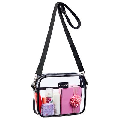 COVAX Clear Crossbody Bag, Stadium Approved Clear Shoulder Messenger Bag for Work, Concerts, Sports Events