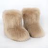 Gegefur Girls Boys Kids Faux Fur Boots Furry Fuzzy Fluffy Warm Winter Snow Boots Flat Shoes Outdoor (Brown, 13.5) view 2
