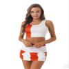 Moily Women's Two Piece Athletic Sports Suit Sexy Cheerleading Team Set Skater Mini Pleated Skirt Red Small view 1