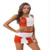 Moily Women's Two Piece Athletic Sports Suit Sexy Cheerleading Team Set Skater Mini Pleated Skirt Red Small view 3