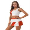 Moily Women's Two Piece Athletic Sports Suit Sexy Cheerleading Team Set Skater Mini Pleated Skirt Red Small view 4