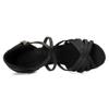 JUODVMP Women's Salsa Tango Latin Ballroom Practice Dance Shoes Black Satin Braided Cross Straps 2 inch Heel Professional Dance Heels,4.5 US view 3