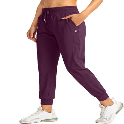 G Gradual Women's Joggers Pants with Zipper Pockets High Waisted Athletic Tapered Sweatpants for Women Workout Lounge (Wine Red, X-Large)