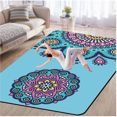 LYWY Large Fitness Mat,10Mm Thick Yoga Training Mat is Suitable for Interactive Entertainment Programs Between The Family,E,190X135CM
