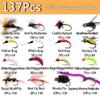 Qievcrme Fly Fishing Flies Kit 40/137pcs Dry/Wet Flies Assortment Nyphms Popper Streamer for Trout Bass Steelhead Fish+ Fly Box (137Pcs-16 Mixed Styles) view 2