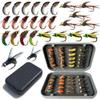 Qievcrme Fly Fishing Flies Kit 40/137pcs Dry/Wet Flies Assortment Nyphms Popper Streamer for Trout Bass Steelhead Fish+ Fly Box (40Pcs-6 Mixed Styles) view 1