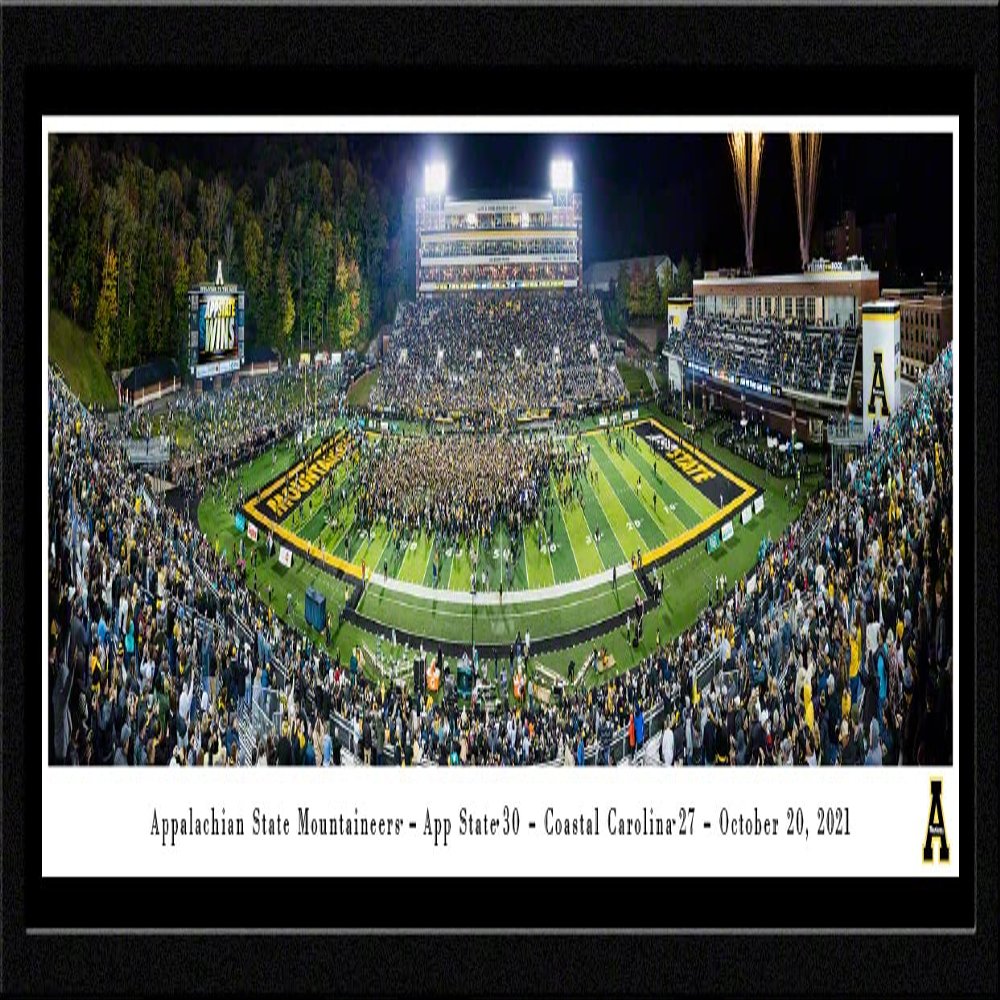 Appalachian State Football - 42x15.5-inch Single Mat, Select Framed Picture by Blakeway Panoramas