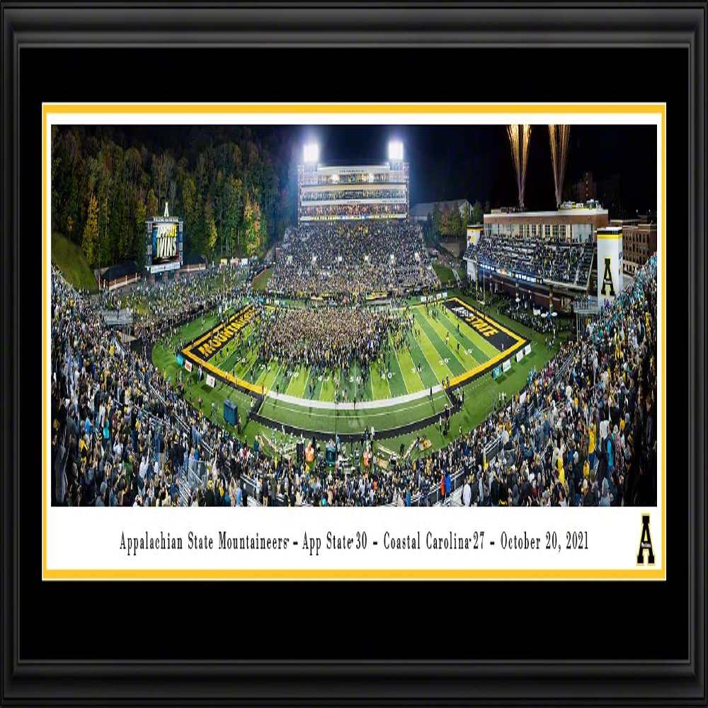 Appalachian State Football - 44x18-inch Double Mat, Deluxe Framed Picture by Blakeway Panoramas