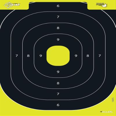 Allen Company EZ Aim Splash Reactive Paper Shooting Targets, IPSC Silhouette Trainer, 12.5" W x 18.25" H, 30-Pack, Black/Chartreuse