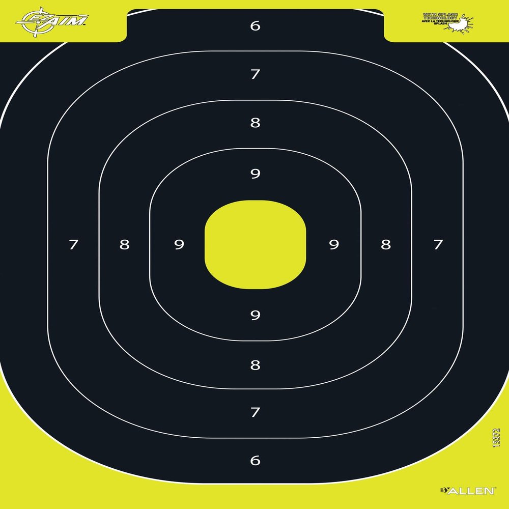 Allen Company EZ Aim Splash Reactive Paper Shooting Targets, IPSC Silhouette Trainer, 12.5" W x 18.25" H, 30-Pack, Black/Chartreuse