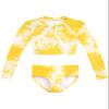 Kanu Surf Girls' Long Sleeve Rashguard UPF 50+ Two Piece Swim Set, Beach Girl Yelow, 12 view 1