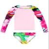 Kanu Surf Girls' Long Sleeve Rashguard UPF 50+ Two Piece Swim Set, Aria Pink, 14-16 view 1