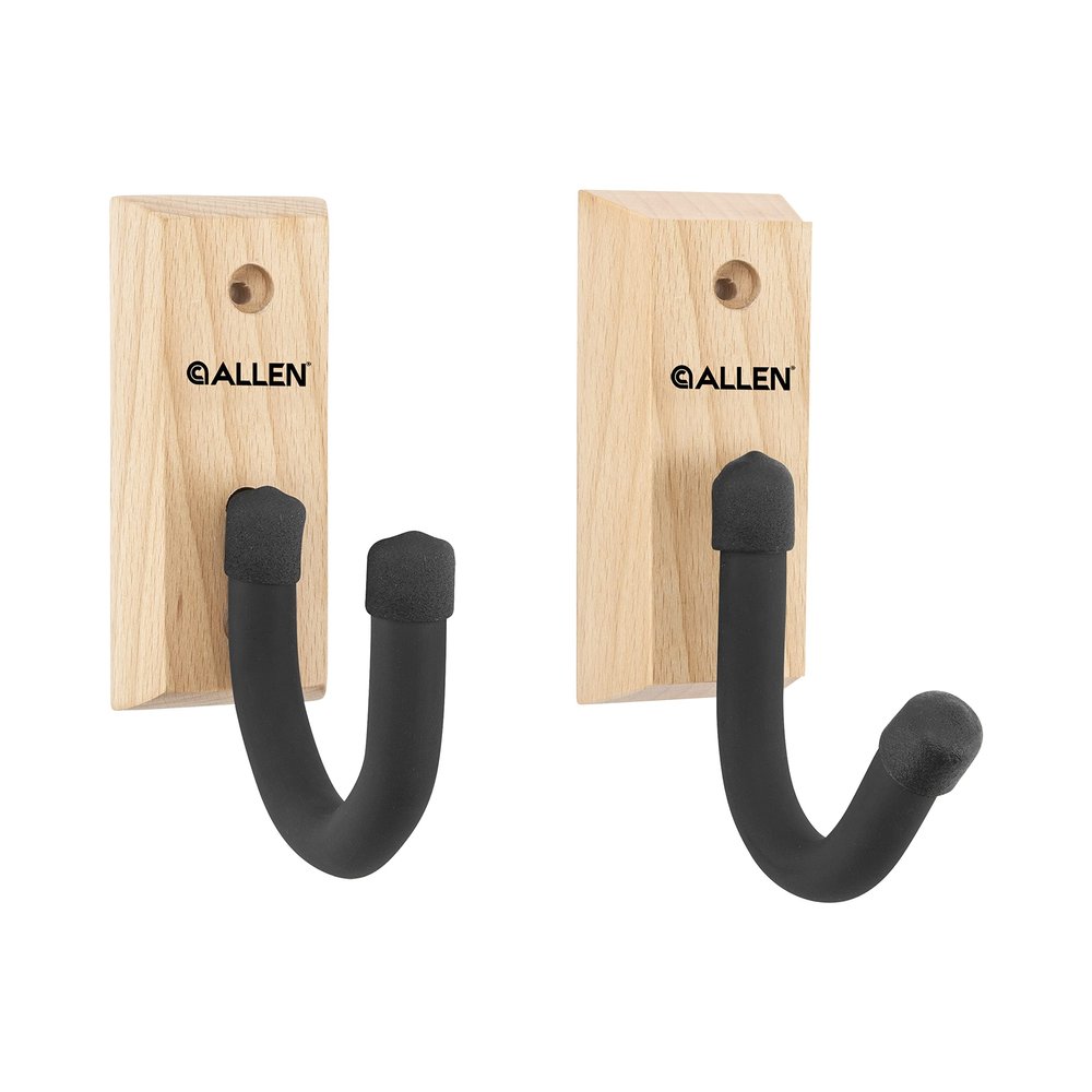Allen Company Defender Hooks with Wooden Mounting Plaque, 2-Hooks Per Pack, Black