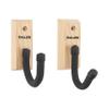 Allen Company Defender Hooks with Wooden Mounting Plaque, 2-Hooks Per Pack, Black view 1