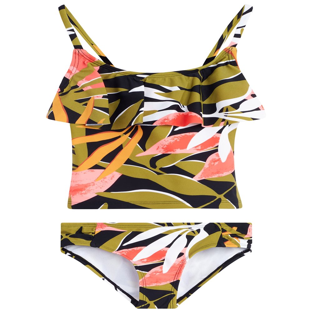 Kanu Surf Girls' Charlotte Flounce Tankini Beach Sport 2-Piece Swimsuit, Liana Black, 14