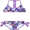 Kanu Surf Girls' Willow V-Neck Bikini Beach Sport 2-Piece Swimsuits, Garden Camo Black/Purple, 5 view 1