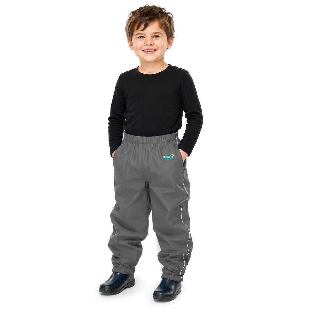 Splashy Waterproof Rain Pants for Kids (3T, Gray)