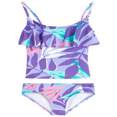 Kanu Surf Girls' Charlotte Flounce Tankini Beach Sport 2-Piece Swimsuit, Liana Purple, 12